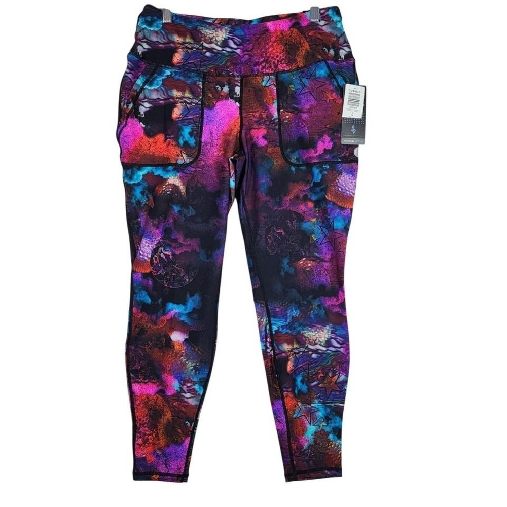 Torrid Active Leggings NWT Size 1X 14 16 Galaxy Neon Print Pocket Workout Pants